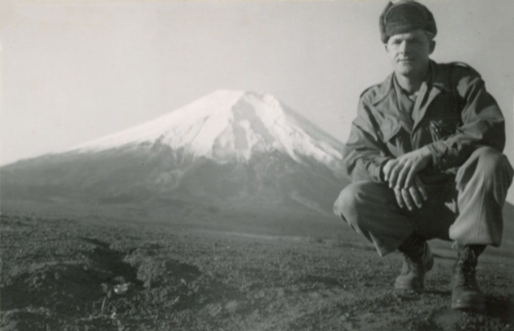 Lt. Dan Noorlander with Mt. Fugi in the background
